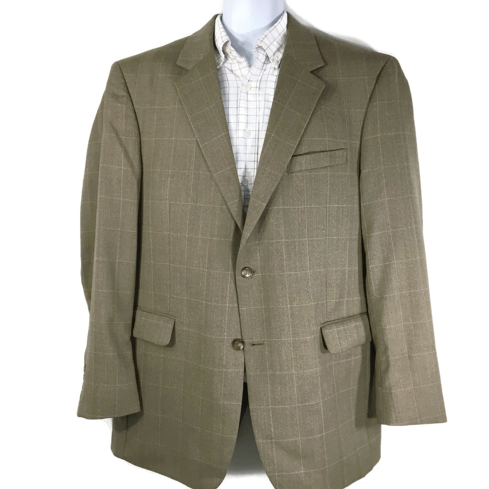 JOS. A. BANK Wool Blazer Men's 44L Brown Check